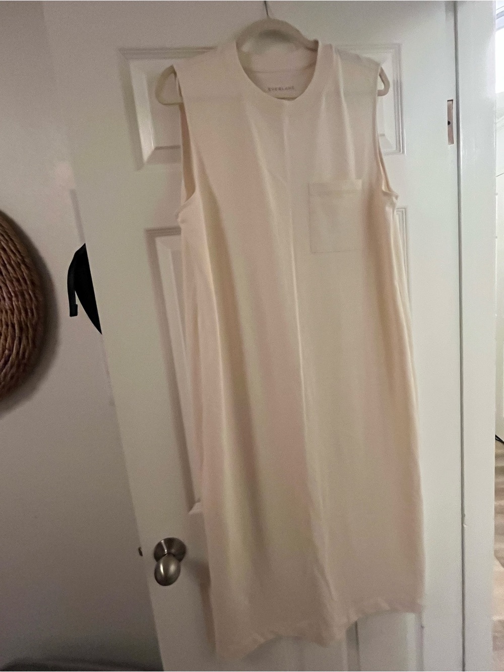 Everlane Sleeveless Cream T-shirt Dress with Chest Pocket NWOT